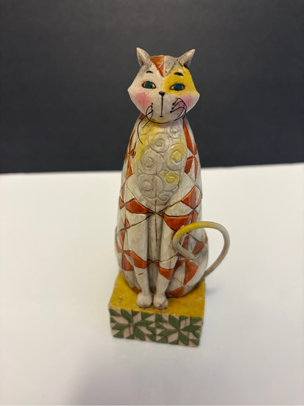 Decorative Jim Shore Multicolor Ceramic Cat Figurine - Abraham